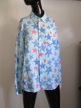 escales Paris 100% linen multicolor print shirt